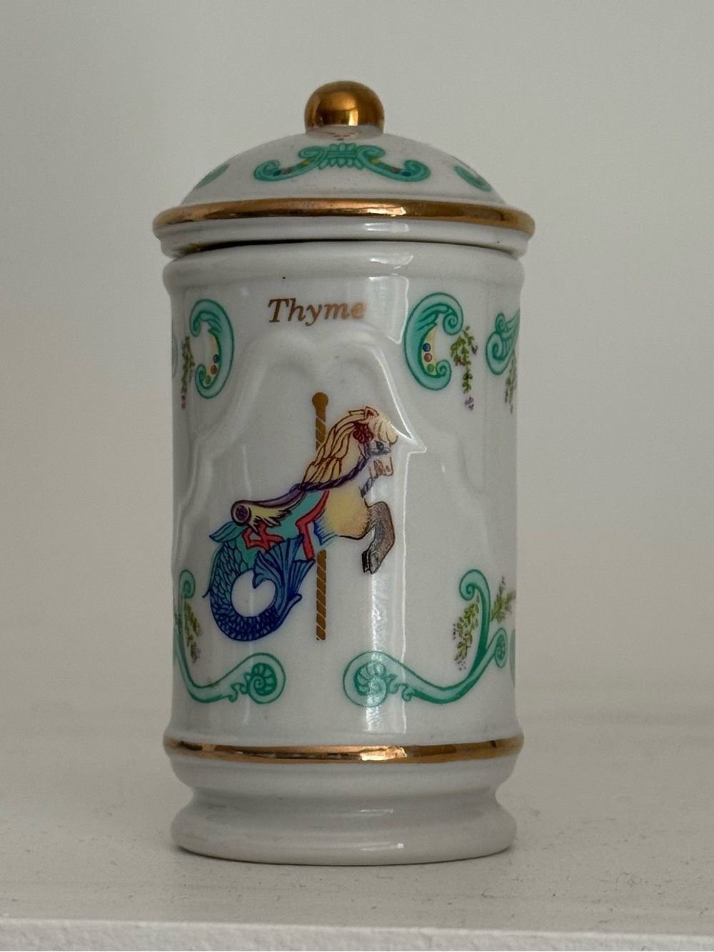Lenox Carousel Fine Porcelain THYME Spice Jar - 1993 Collection